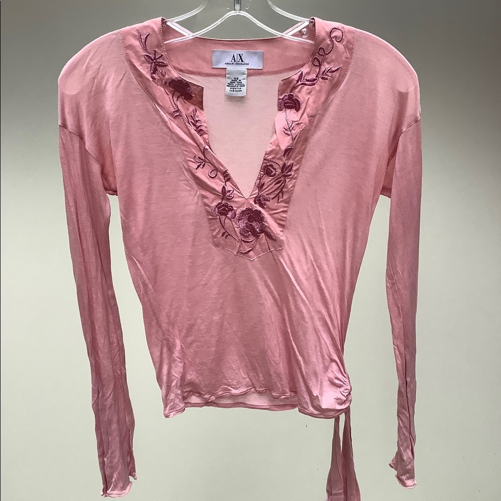 Pink Embroidered Top by Armani Exchange
